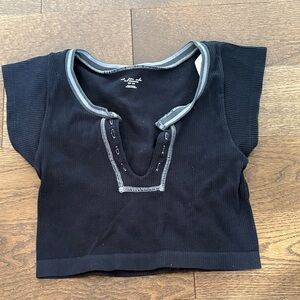 Urban Outfitters Black Crop Top with Gray Trim